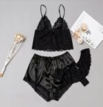 Satin and Lace Three Piece Sleepwear Set by My Secret Drawer® mysecretdrawer.at 58