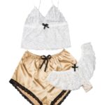 My Secret Drawer® Satin and Lace Three Piece Sleepwear Set