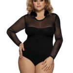 Black Sheer Long Sleeve Teddy