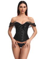 Elegant Black Off-Shoulder Lace Victorian Corset With Panties by My Secret Drawer® mysecretdrawer.at 29