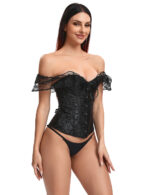 Elegant Black Off-Shoulder Lace Victorian Corset With Panties by My Secret Drawer® mysecretdrawer.at 30