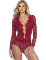 Eyelash Lace Open Chest Long Sleeved Teddy by My Secret Drawer® mysecretdrawer.at 58