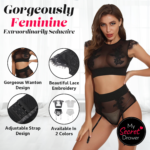 High Waisted Embroidery Bra, Garter Panty and Stockings Set by My Secret Drawer® mysecretdrawer.at 67