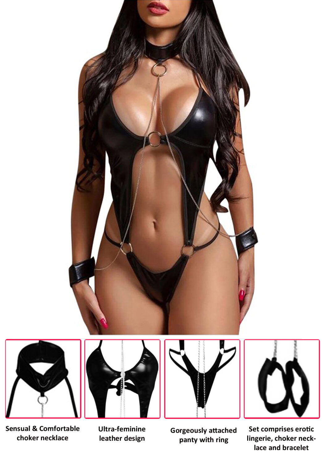 Temptation Leatherette Cut-Out Restraint Bodysuit by My Secret Drawer® mysecretdrawer.at 20