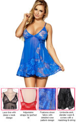 Floral Soft Lace Babydoll Chemise With Thong by My Secret Drawer® mysecretdrawer.at 54