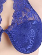 Lapis Blue Lace Rim Keyhole Design Padded Bra Set by My Secret Drawer® mysecretdrawer.at 34