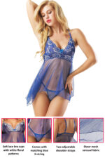 Blue Sheer Mesh Babydoll Lingerie With G String by My Secret Drawer® mysecretdrawer.at 28