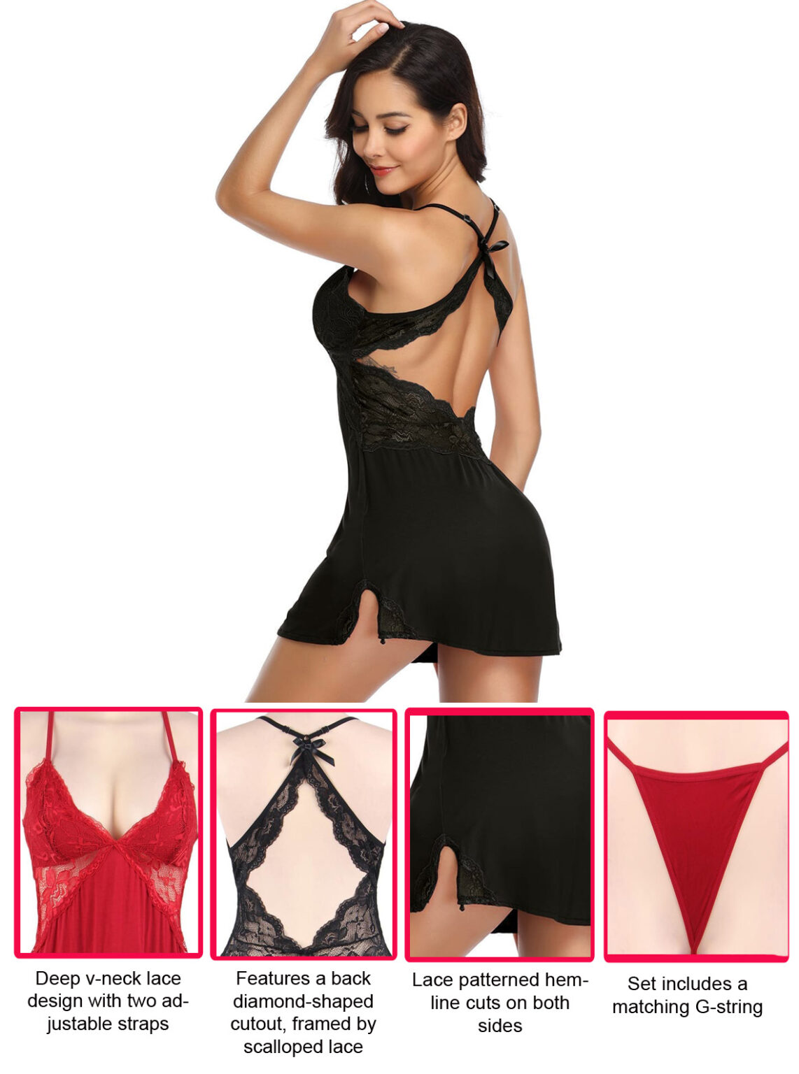 Scalloped Lace Cross-Back Chemise by My Secret Drawer® mysecretdrawer.at 31