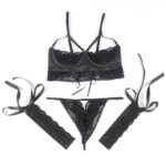 Confession Lace and Faux Leather Bra Set with Garters and Ties by My Secret Drawer® mysecretdrawer.at 38