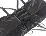 Confession Lace and Faux Leather Bra Set with Garters and Ties by My Secret Drawer® mysecretdrawer.at 41