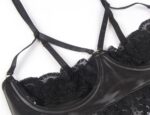 Confession Lace and Faux Leather Bra Set with Garters and Ties by My Secret Drawer® mysecretdrawer.at 40