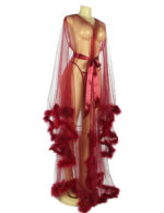 Sheer Bell Sleeve Feather Trimmed Gown by My Secret Drawer® mysecretdrawer.at 61