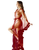 Sheer Bell Sleeve Feather Trimmed Gown by My Secret Drawer® mysecretdrawer.at 56